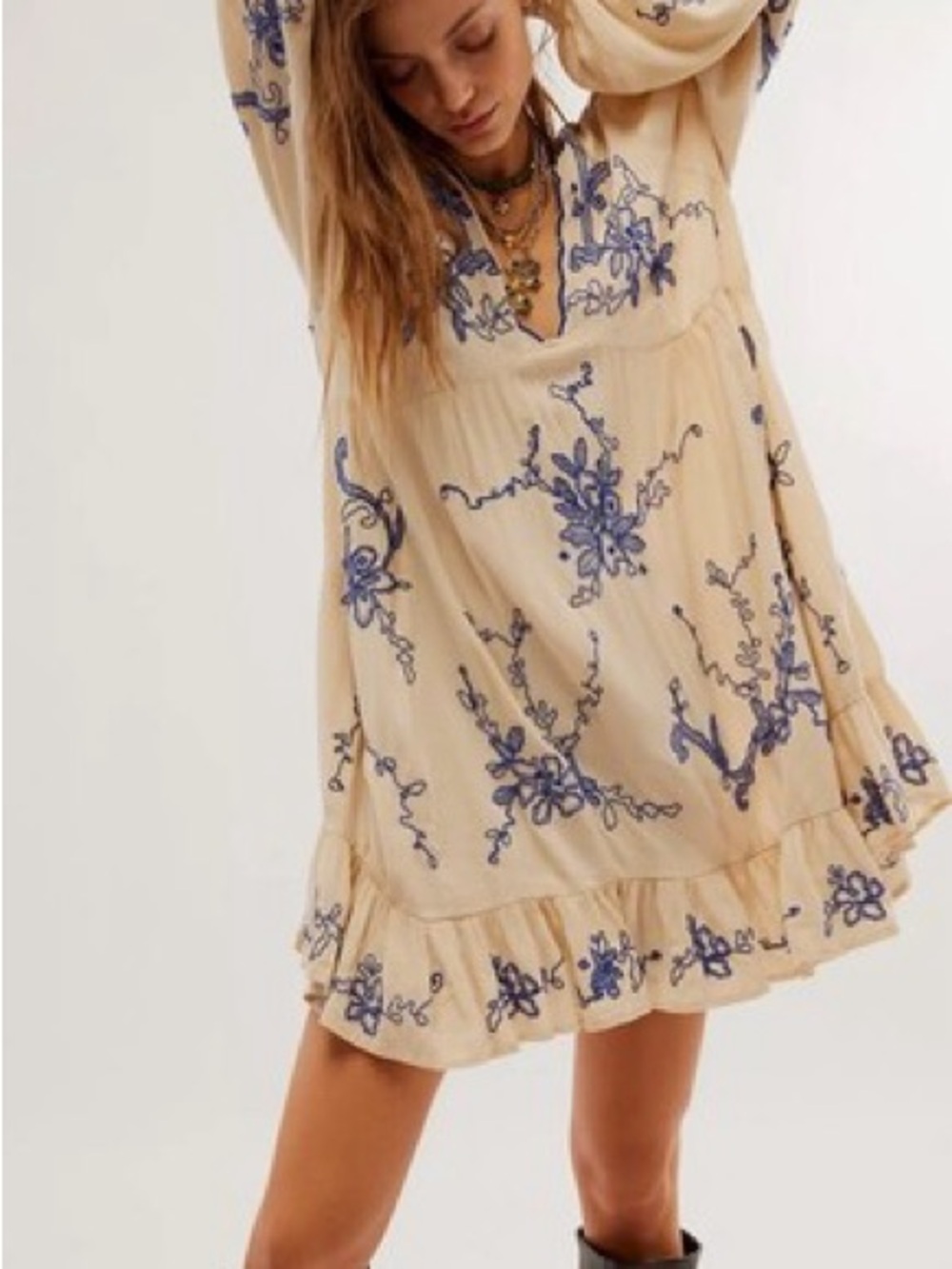 Free People Free People Estella Embroidered Mini Dress Small